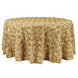 132inch Champagne Grandiose Rosette 3D Satin Round Tablecloth