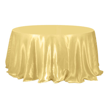 Satin 132" Round Tablecloth Champagne - Stylish Seamless Table Cover