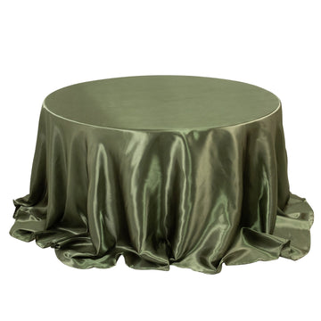 Satin 132" Round Tablecloth Dusty Sage Green - Stylish Seamless Table Cover