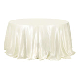 132inch Ivory Seamless Satin Round Tablecloth