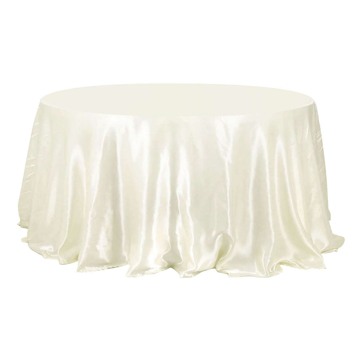 132inch Ivory Seamless Satin Round Tablecloth