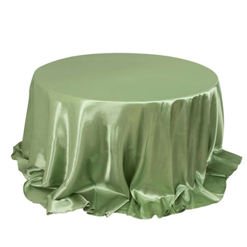 Satin 132" Round Tablecloth Sage Green - Stylish Seamless Table Cover