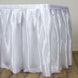 21FT White Pleated Satin Table Skirt