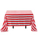 60"x102" Red White Stripe Satin Rectangle Tablecloth