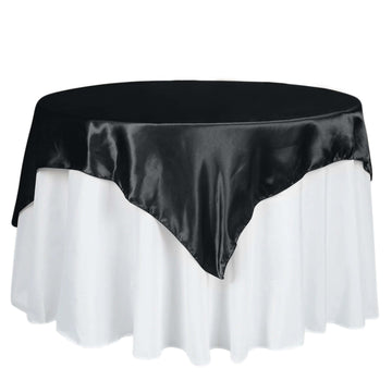 Satin 60"x60" Table Overlay Square Tablecloth Black - Smooth Silky Touch Table Cover for Sophisticated Events