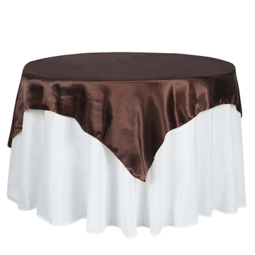 Satin 60"x60" Table Overlay Square Tablecloth Chocolate - Smooth Silky Touch Table Cover