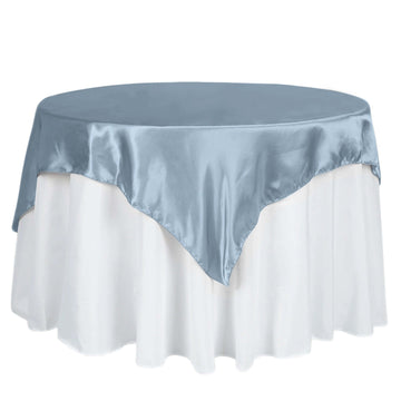 Satin 60"x60" Table Overlay Square Tablecloth Dusty Blue - Smooth Silky Touch Table Cover