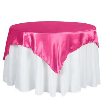 Satin 60"x60" Table Overlay Square Tablecloth Fuchsia - Smooth Silky Touch Table Cover