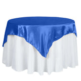 60"x 60" Royal Blue Seamless Satin Square Tablecloth Overlay