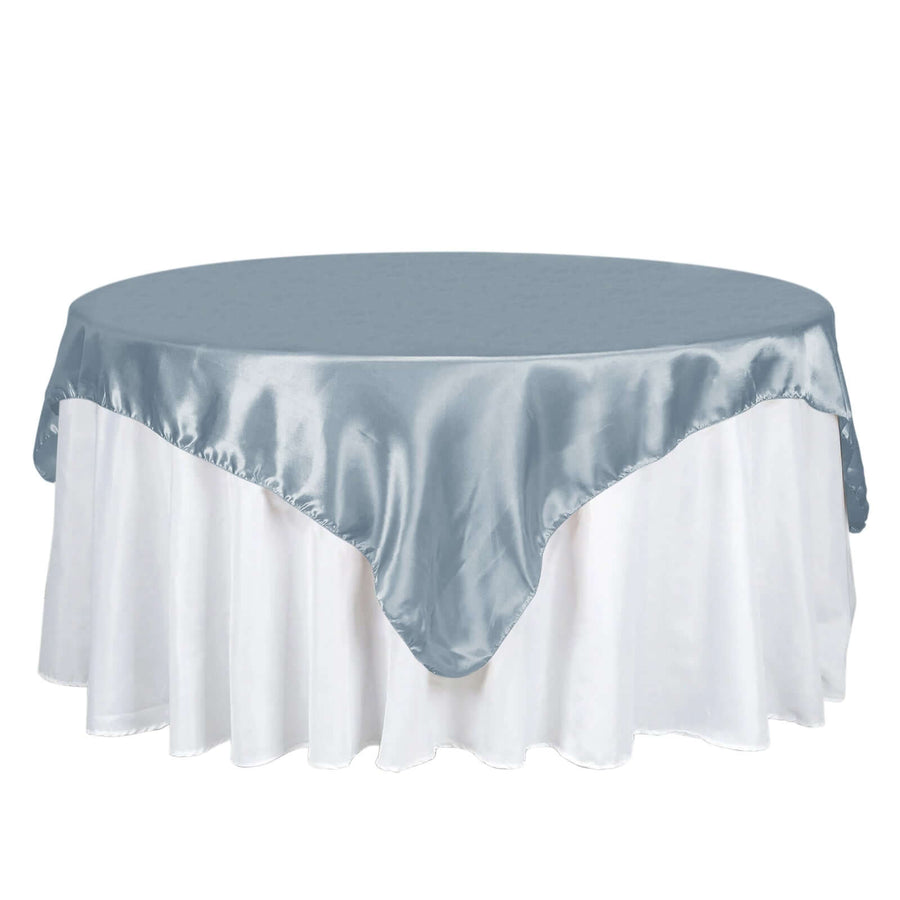 72" x 72" Dusty Blue Square Satin Tablecloth Overlay