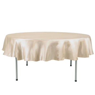 Satin 90" Round Tablecloth Beige - Smooth and Lustrous Table Cover