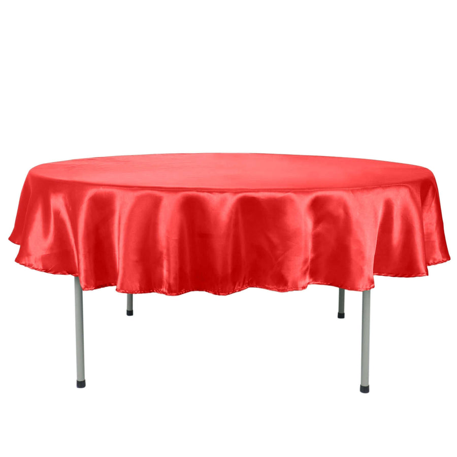 90" Red Satin Round Tablecloth