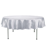 90" White Satin Round Tablecloth