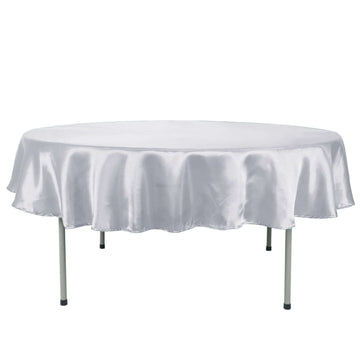 Satin 90" Round Tablecloth White - Smooth and Lustrous Table Cover for Weddings & Events