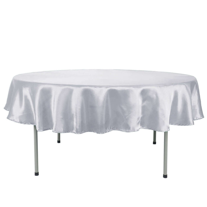 90" White Satin Round Tablecloth