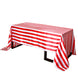 90"x156" | Stripe Satin Rectangle Tablecloth | Red & White | Seamless