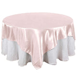 90"x90" Blush Satin Square Table Overlay