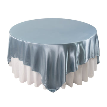 Satin 90"x90" Table Overlay Square Tablecloth Dusty Blue - Smooth Finish Table Topper