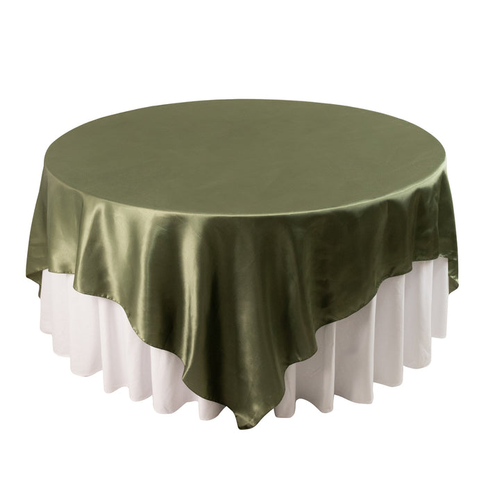 90" Dusty Sage Green Satin Overlay Square Table Overlay