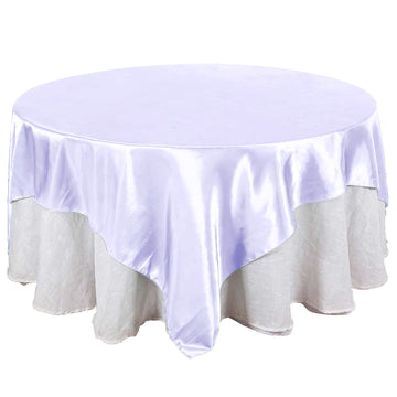 Satin 90"x90" Table Overlay Square Tablecloth Lavender Lilac - Smooth Finish Table Topper