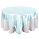 90"x90" Light Blue Satin Square Table Overlay