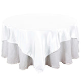 90"x90" White Satin Square Table Overlay