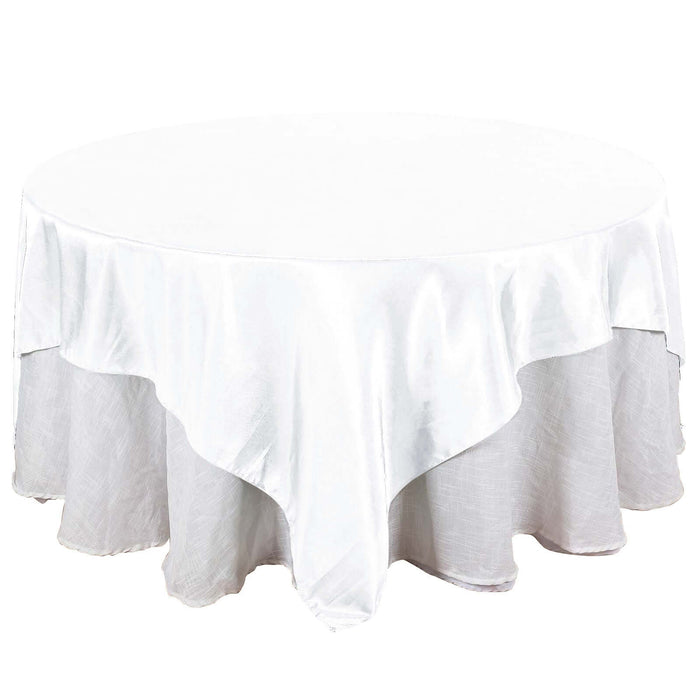 90"x90" White Satin Square Table Overlay