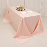 90x132inch Blush Seamless Lamour Satin Rectangle Tablecloth for 6 Foot Table