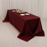 Burgundy Seamless Lamour Satin Rectangle Tablecloth - 90x156inch for 8 Foot Table