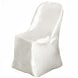 Ivory Glossy Satin Folding Chair Covers, Reusable Elegant Chair Covers#whtbkgd