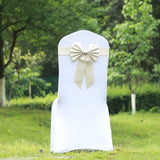 5 Pack | Ivory | Reversible Chair Sashes with Buckle | Double Sided Pre-tied Bow Tie Chair Bands | Satin & Faux Leather