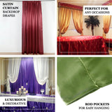 8ftx10ft Burgundy Satin Formal Event Backdrop Drape, Window Curtain Panel