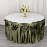 14ft Eucalyptus Sage Green Pleated Satin Double Drape Table Skirt