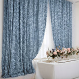 8ftx8ft Dusty Blue Satin Rosette Event Curtain Drapes, Backdrop Event Panel