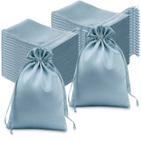 60 Pack 6x9inch Dusty Blue Satin Wedding Party Favor Bags, Drawstring Pouch Gift Bags