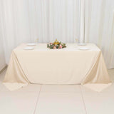 90x132inch Beige Premium Scuba Wrinkle Free Rectangular Tablecloth Seamless Polyester Tablecloth