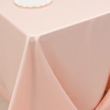 90x132inch Blush Seamless Lamour Satin Rectangle Tablecloth for 6 Foot Table