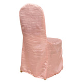 Dusty Rose Crinkle Crushed Taffeta Banquet Chair Cover, Reusable Wedding Chair Cover