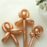 50 Pack Assorted Metallic Rose Gold Long Latex Balloons For Twisting Magic