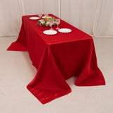 90x132inch Red Seamless Lamour Satin Rectangle Tablecloth for 6 Foot Table