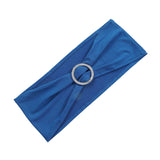 5 pack | 5"x14" Royal Blue Spandex Stretch Chair Sash with Silver Diamond Ring Slide Buckle