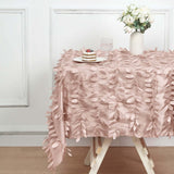 54" Dusty Rose 3D Leaf Petal Taffeta Fabric Square Tablecloth