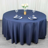 120inch Navy Blue 200 GSM Seamless Premium Polyester Round Tablecloth