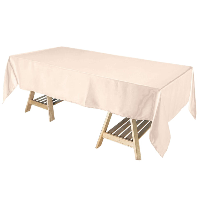 60"x102" Beige Smooth Satin Rectangular Tablecloth