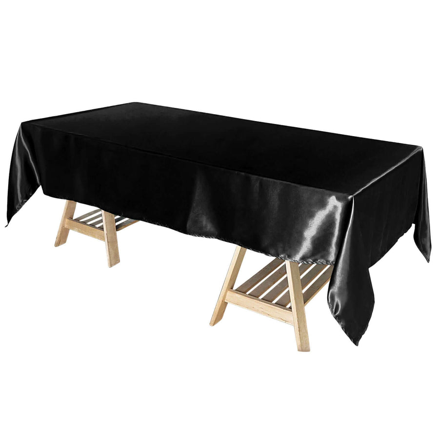 60"x102" Black Smooth Satin Rectangular Tablecloth