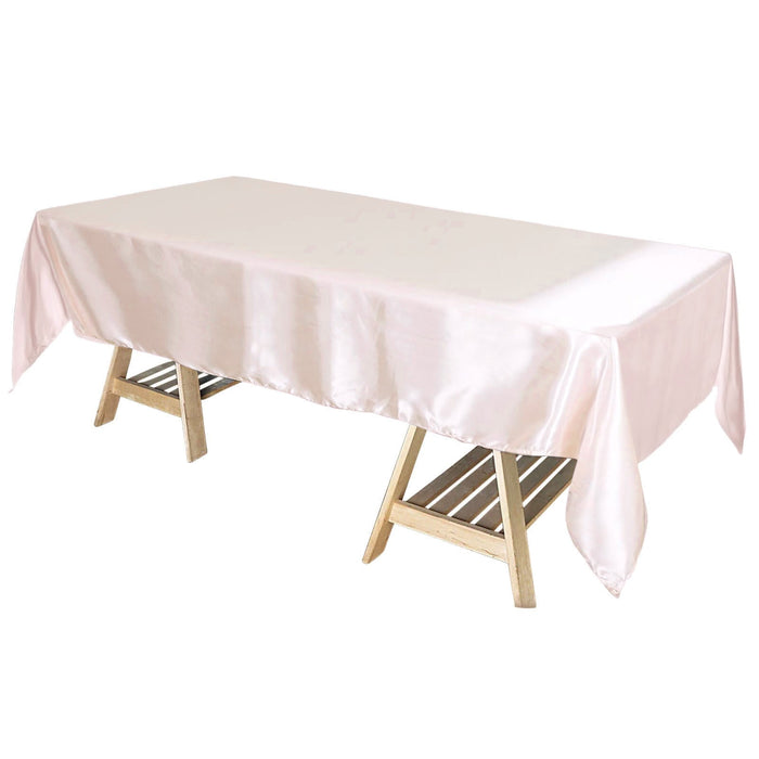 60"x102" Blush Smooth Satin Rectangular Tablecloth