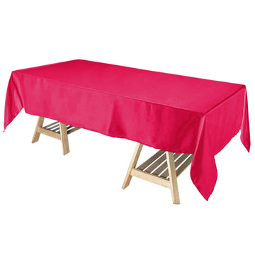 Satin Rectangular 60"x102" Tablecloth Fuchsia - Smooth and Lustrous Table Cover