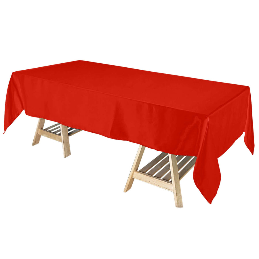 60"x102" Red Smooth Satin Rectangular Tablecloth