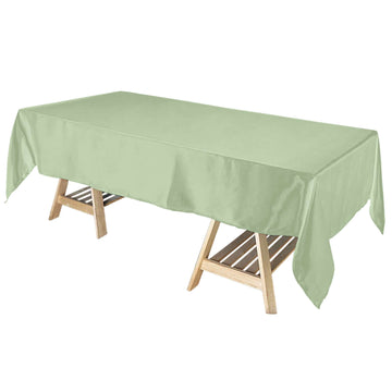 Satin Rectangular 60"x102" Tablecloth Sage Green - Smooth and Lustrous Table Cover