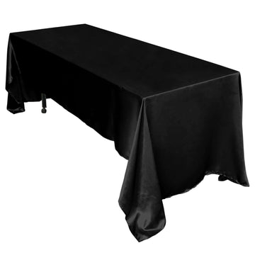 Satin Rectangular 60"x126" Tablecloth Black - Smooth and Lustrous Table Cover